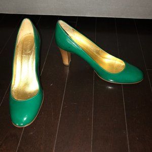 J. Crew Teal Stacked Heel Pumps